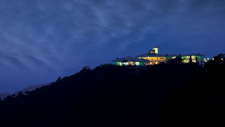 view of Cherrapunjee and the resort at night time