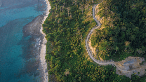 Aerial view of a beach in Andaman and Nicobar Islands in India
