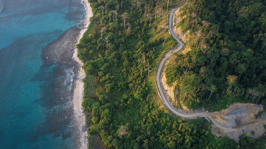 Aerial view of a beach in Andaman and Nicobar Islands in India
