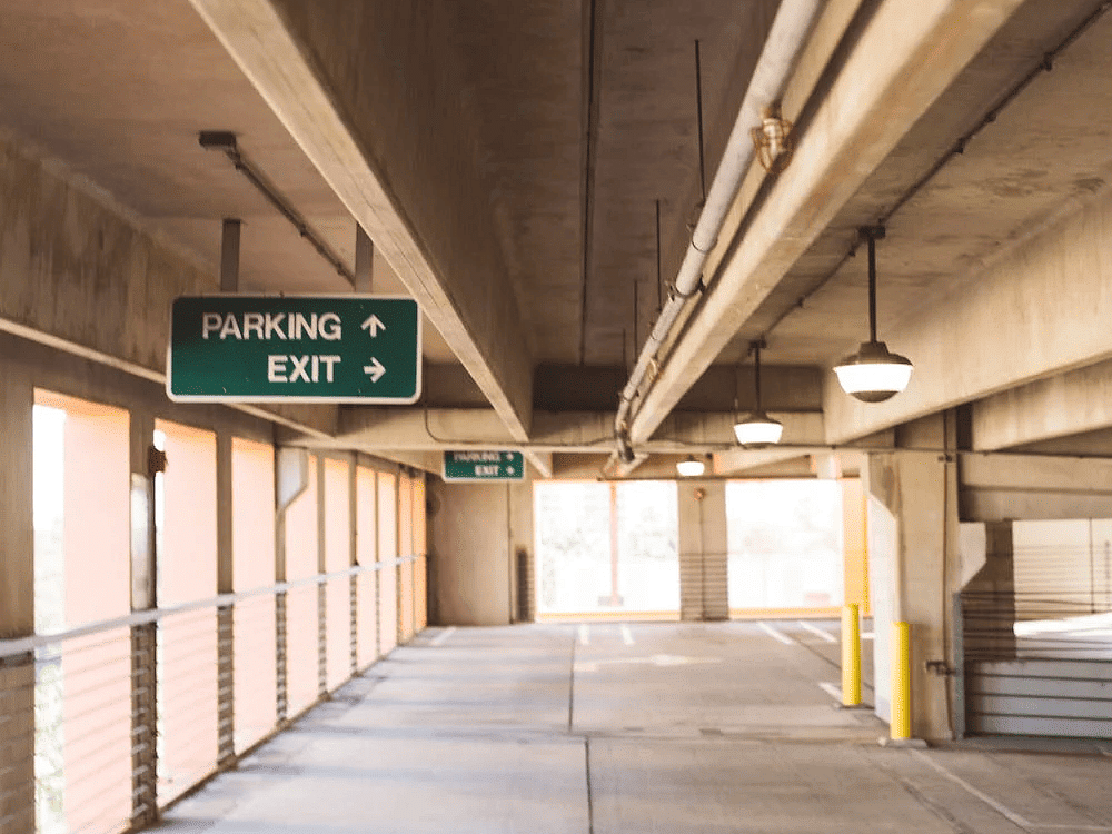 Parking lot with parking sign