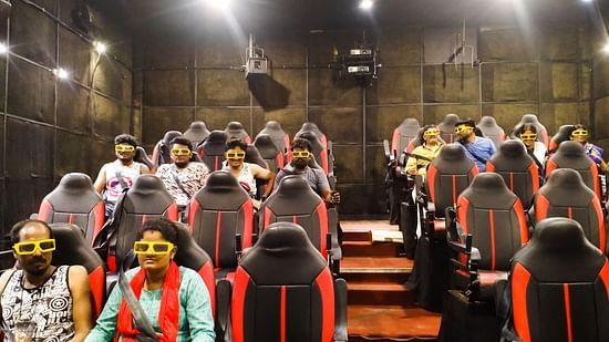 many people sitting inside the 5D Theatre experience - Black Thunder, Coimbatore