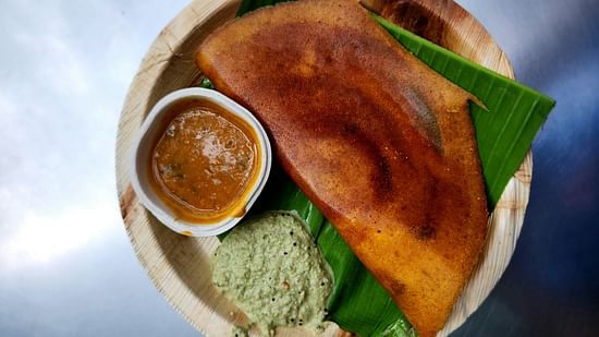 Picture of a south indian dish DOSA in a plate