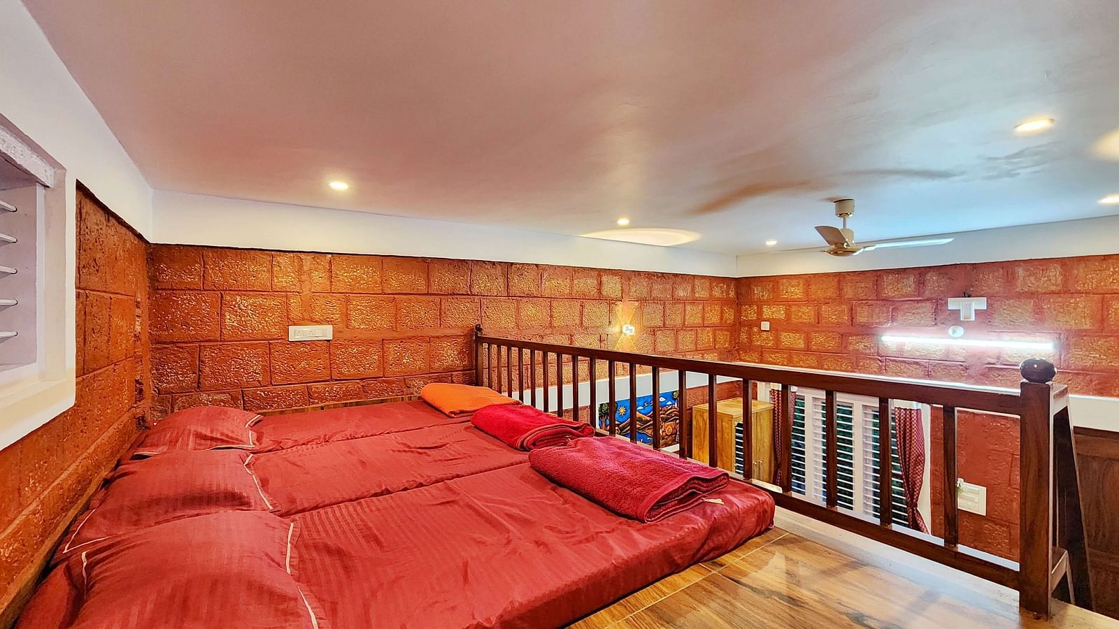 An array of beds placed on the Attic of Stoneage Retreat - Evergreen County