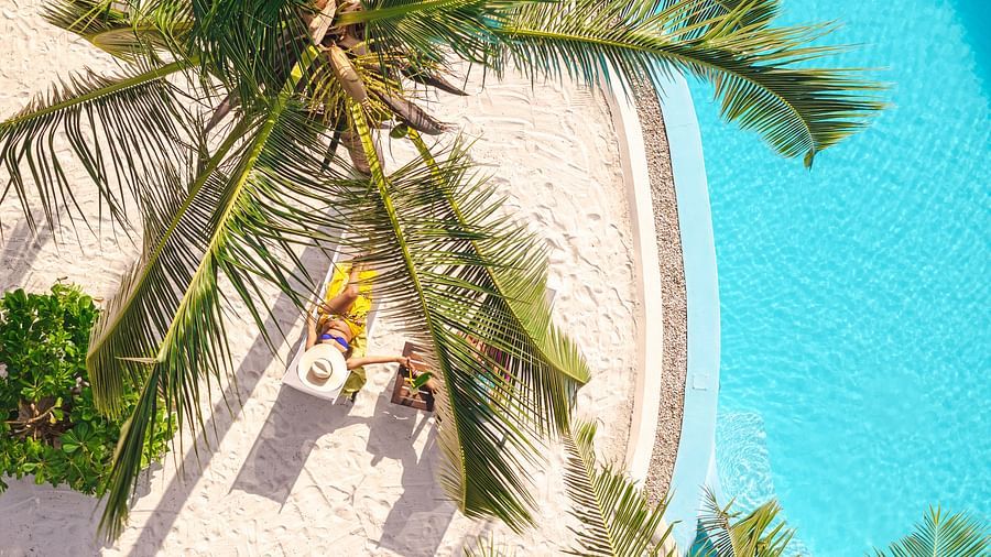 Aerial View of Main Infinity pool at Shooting Star boutique hotel.