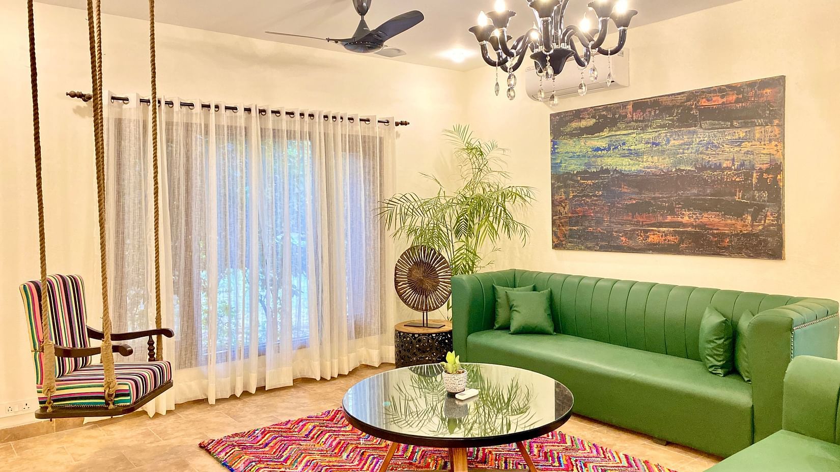 An overview of the living room inside Wildflower Villa - Karma Lakelands.