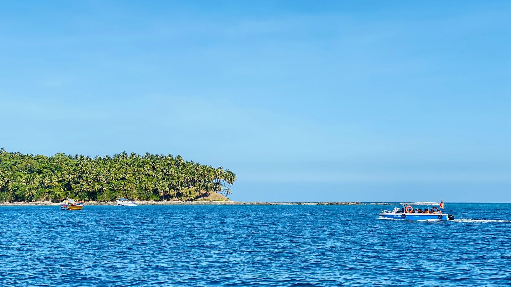 clear blue water and white sand beach at the Andaman Island captured during the day