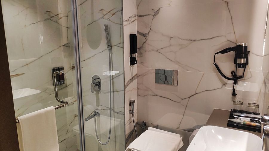 Image of washroom with modern amenities at Maxxvalue Hotel MIDC,  Mumbai
