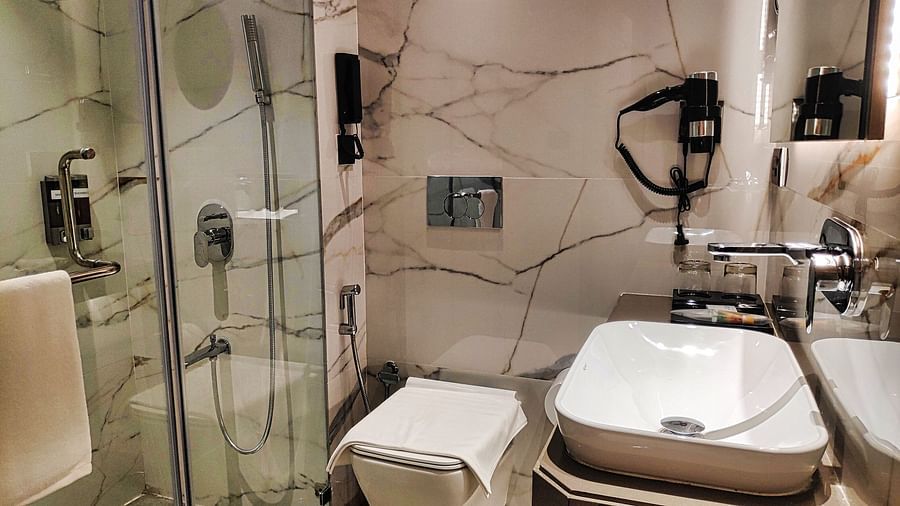 Image of washroom with modern amenities at Maxxvalue Hotel MIDC,  Mumbai