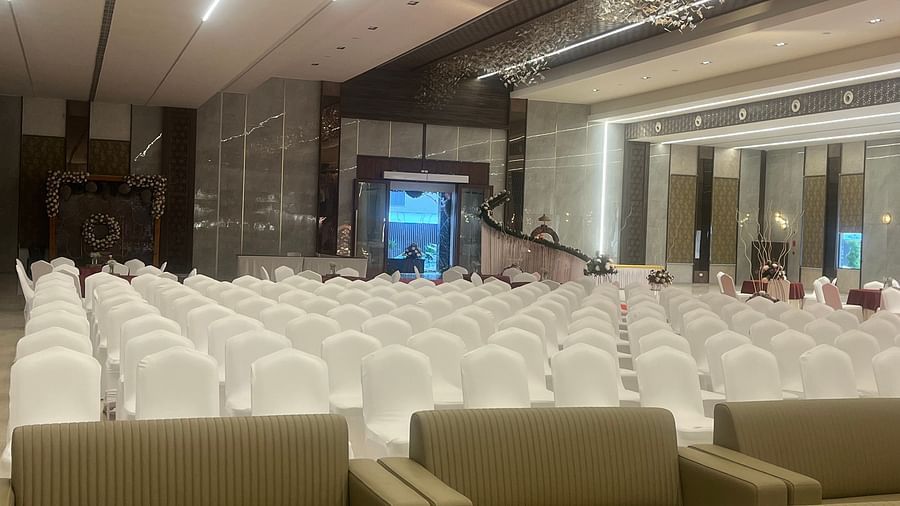 Grand entrance to a banquet hall with pillar  | VRR Astoria Hotel and Conventional Centre