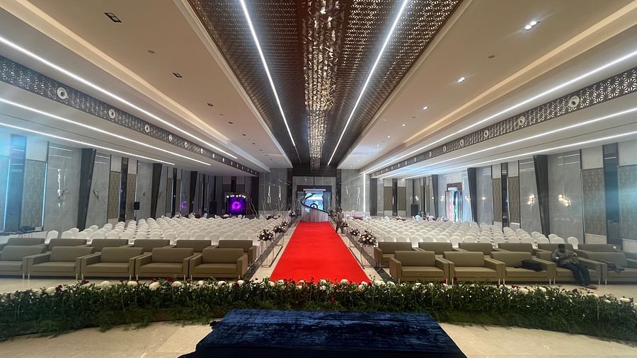 Spacious banquet hall with chandeliers and dance floor  | VRR Astoria Hotel and Conventional Centre