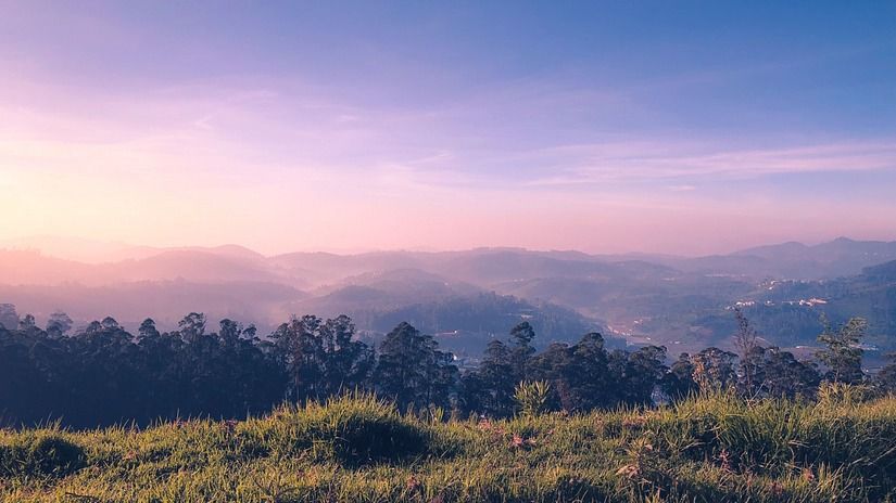 A valley at sunset