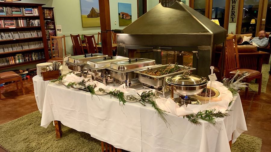 A lavish gourmet buffet, elegantly set for an indulgent dining experience - Brewery Gulch Inn & Spa