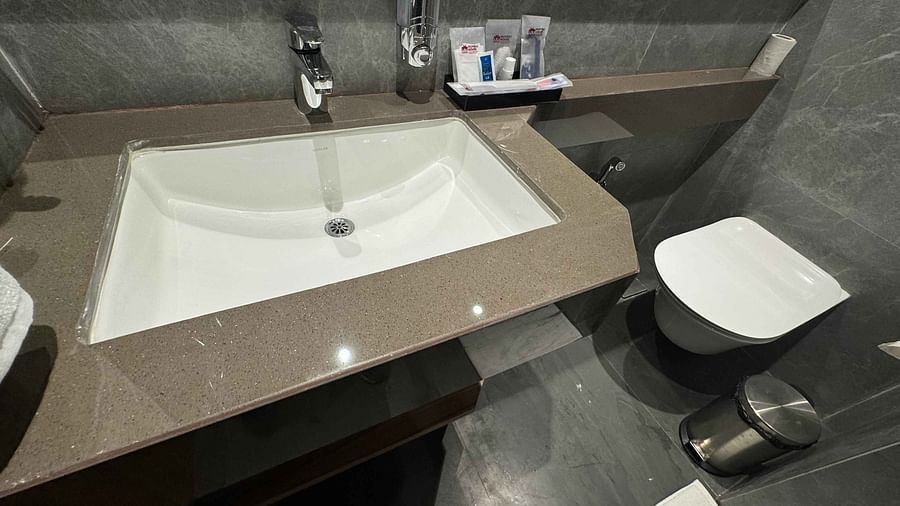 interior view of a bathroom with toiletries at  Hotel Mumbai House Mindspace Malad