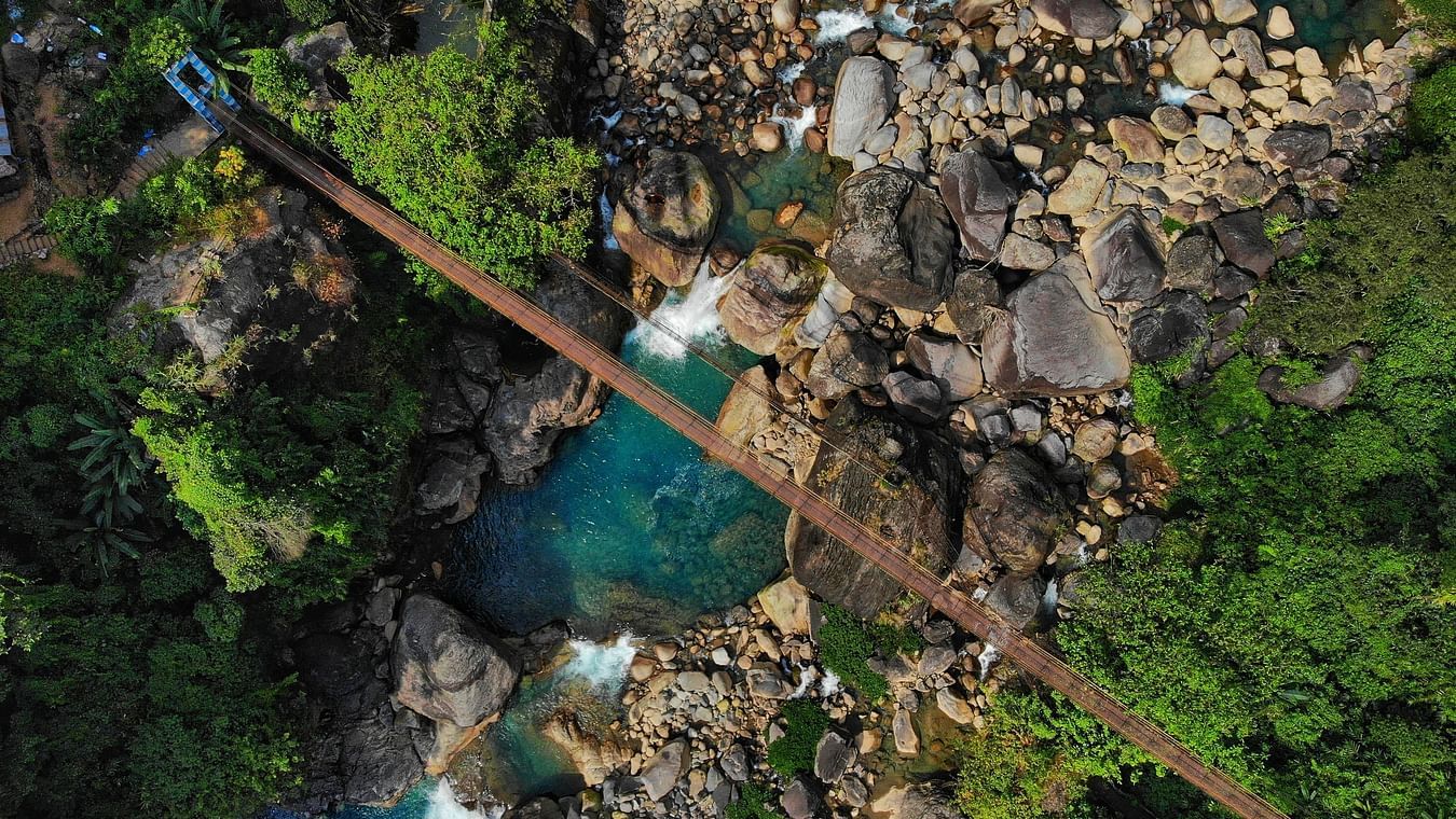 aerial view of a pristine blue water body 