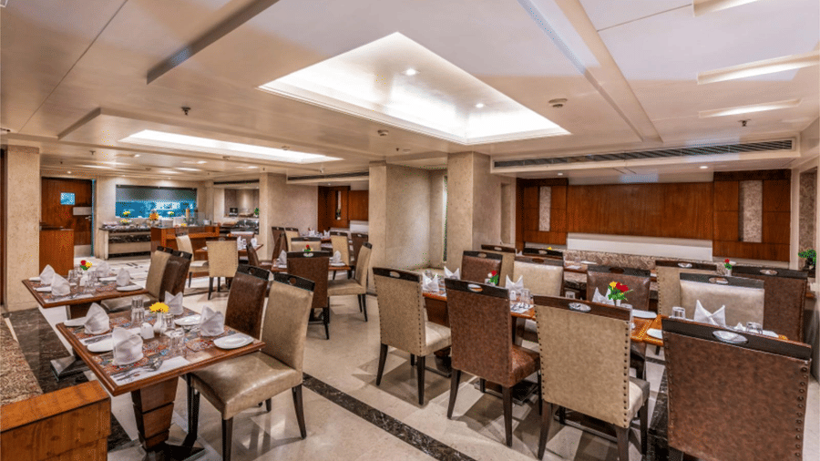Blur Coriander Restaurant at Libra Lords Inn Jaipur with various seating arrangements