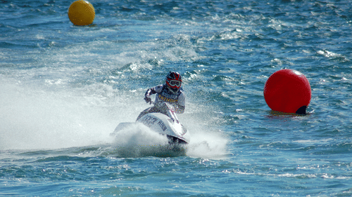 a person jet skiing
