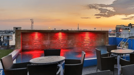 Seating arrangement at a rooftop restaurant