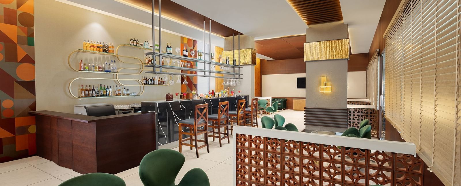 Citron Bar at Essentia Luxury Hotel, Indore with a white and brown ambience.
