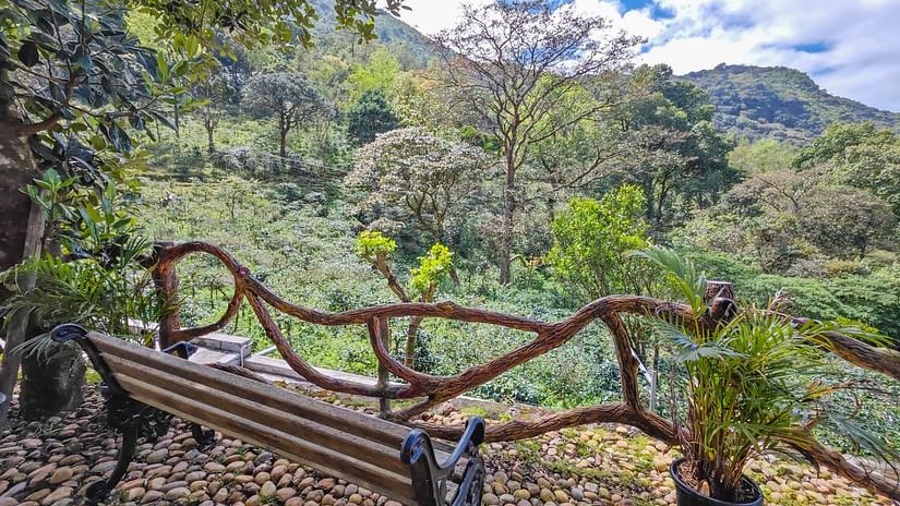 an image of a outdoor space with pebble stone flooring at Ibex Stays & Trails, Valparai (Mistly)