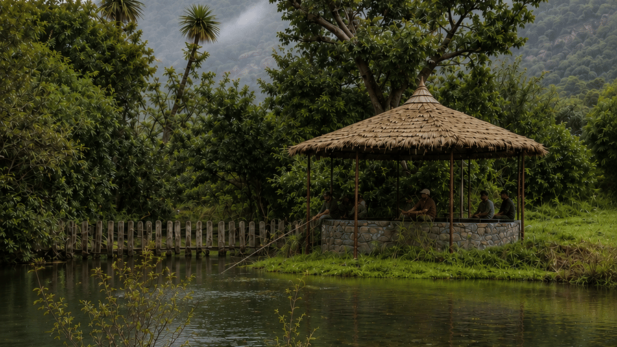 Fishing at the stream at Surya Bagh-Surya Bagh Experiences