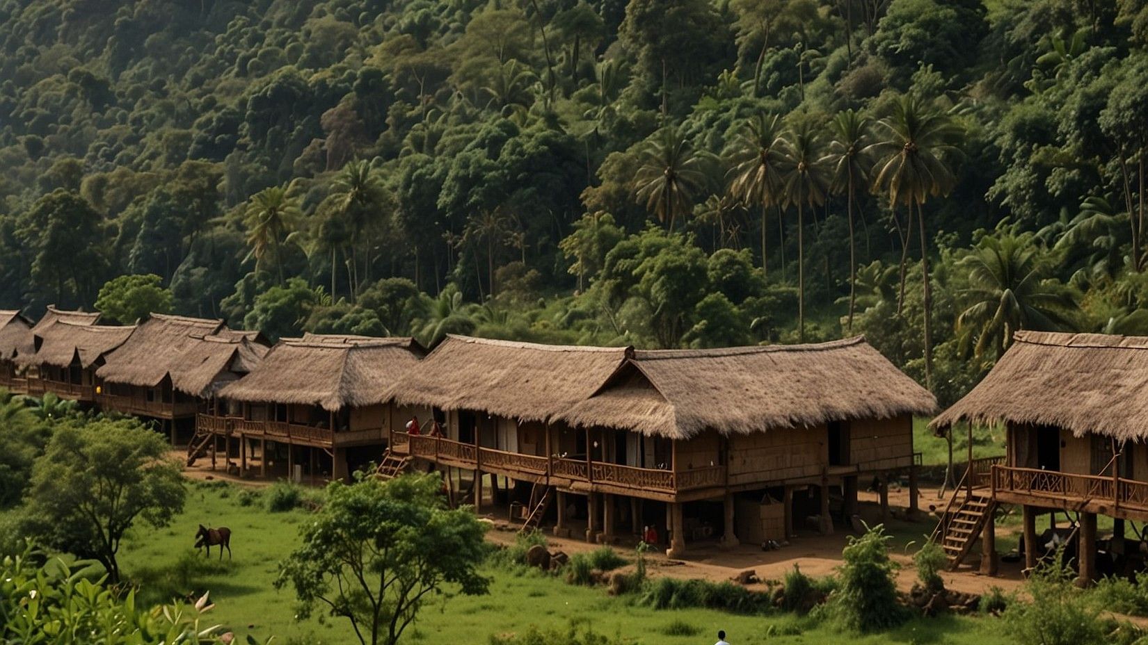Sajan forest landscape with tribal village