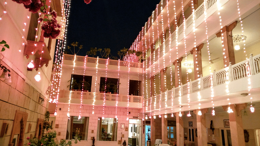 Special Lighting during festivals like diwali chirstmas  new years at hotel Suryaa Villa Jaipur