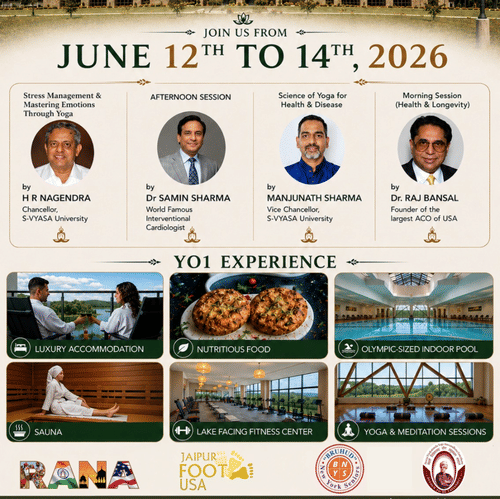 YO1 Longevity Resorts wellness retreat flyer June 12 to 14 2026 Monticello NY with four expert speakers on yoga health and cardiology