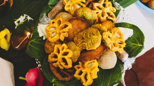 Various kind of food on table for the occasion of Srilankan New Year