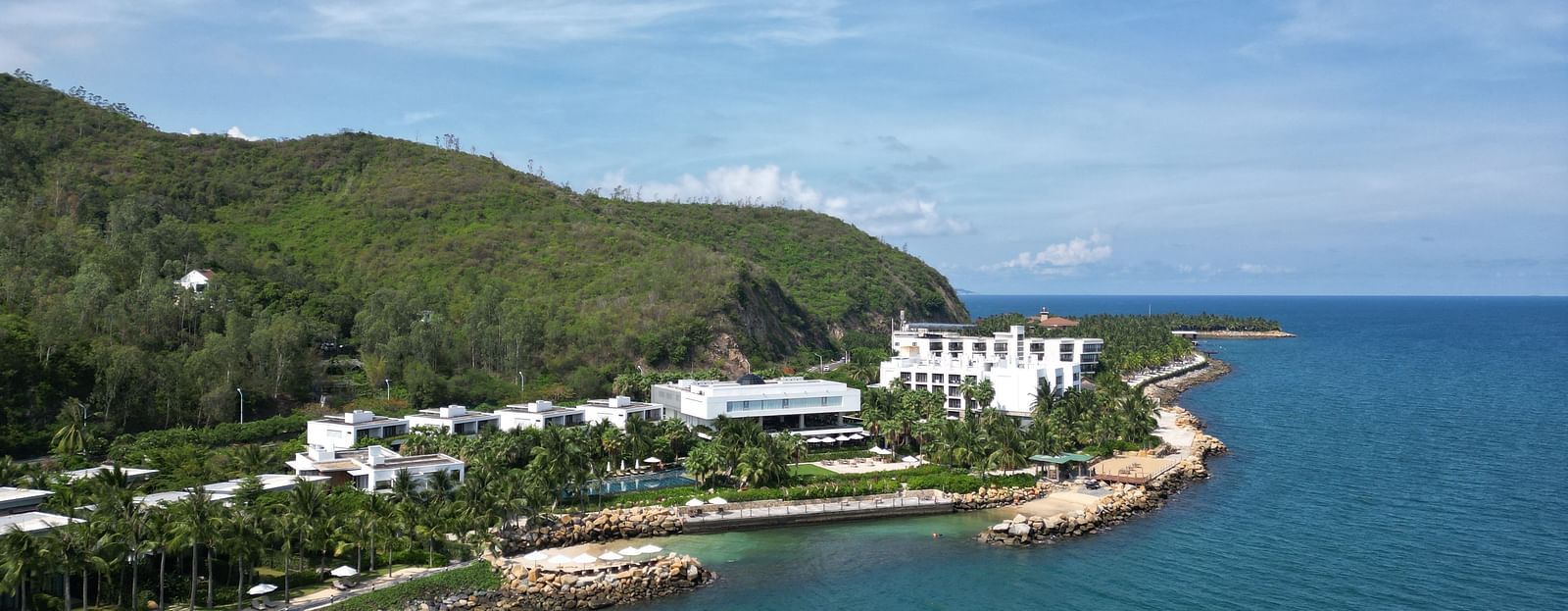 An overview of Alibu Resort Nha Trang on the coastline - beachfront resort in Nha Trang
