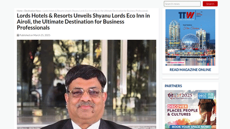 A close-up head shot of a middle-aged man wearing glasses and a suit, likely an executive from Lords Hotels, in an article about a new hotel.