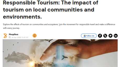 An article titled 'Responsible Tourism' with an image of two hands holding a small, green planet - Lords Hotels & Resorts