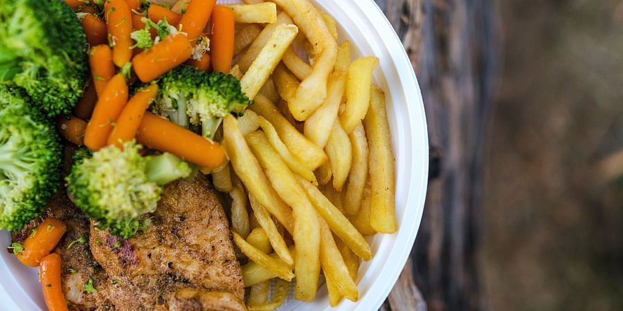 alt-text chicken, fries and veggies at ur restaurant in Agartala