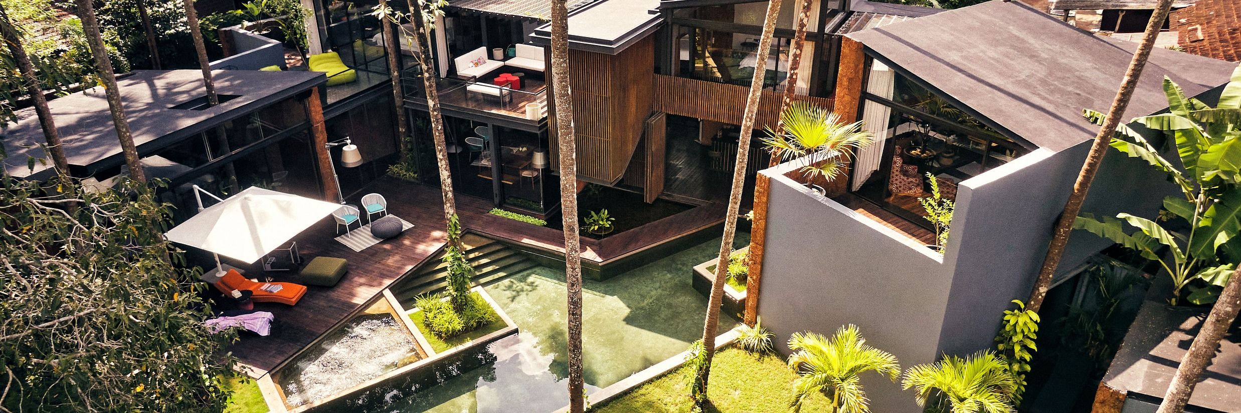 Aerial view of the villa in Goa Calangute - Villa in Palms by Vescapes
