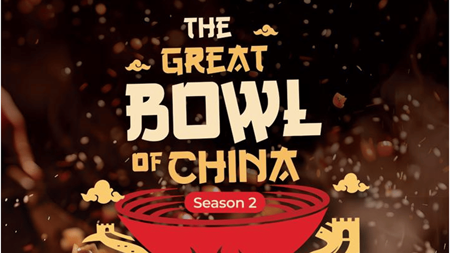 Promotional poster for The Great Bowl of China Season 3 Chinese cuisine food festival happening October 3 to 11 at Black Pearl Restaurant with contact details.