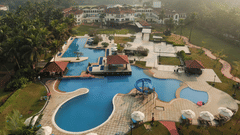 A breathtaking aerial view of the resort in South Goa with swimming pool