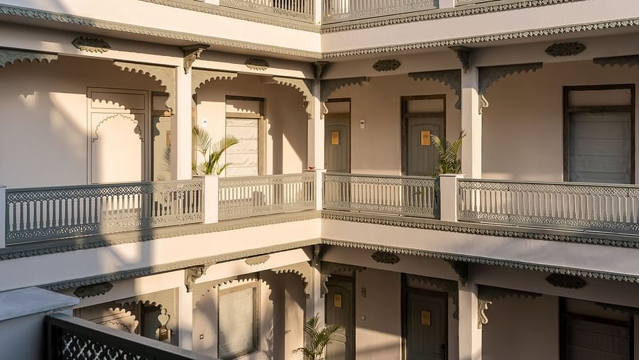 a far out view of the wings of rooms - Manuscript - Jhilwara Haveli, Udiapur