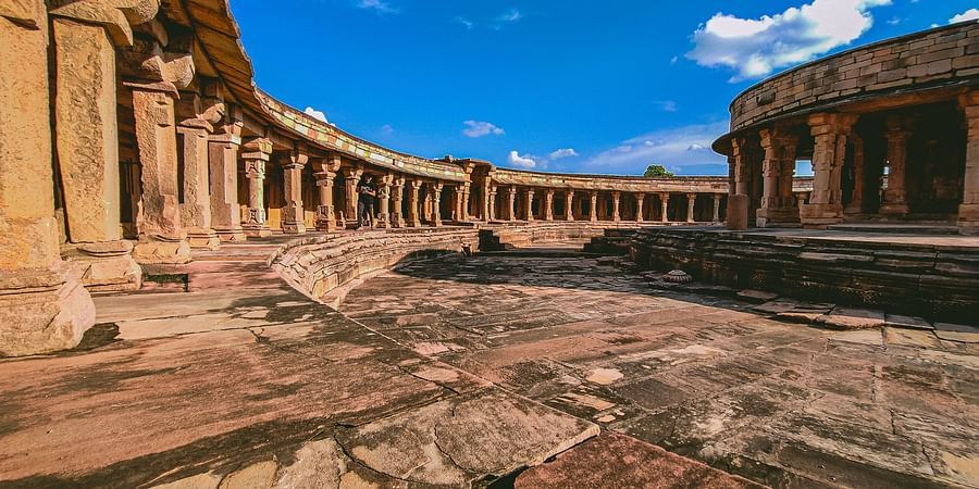 the inside grounds of a temple complex