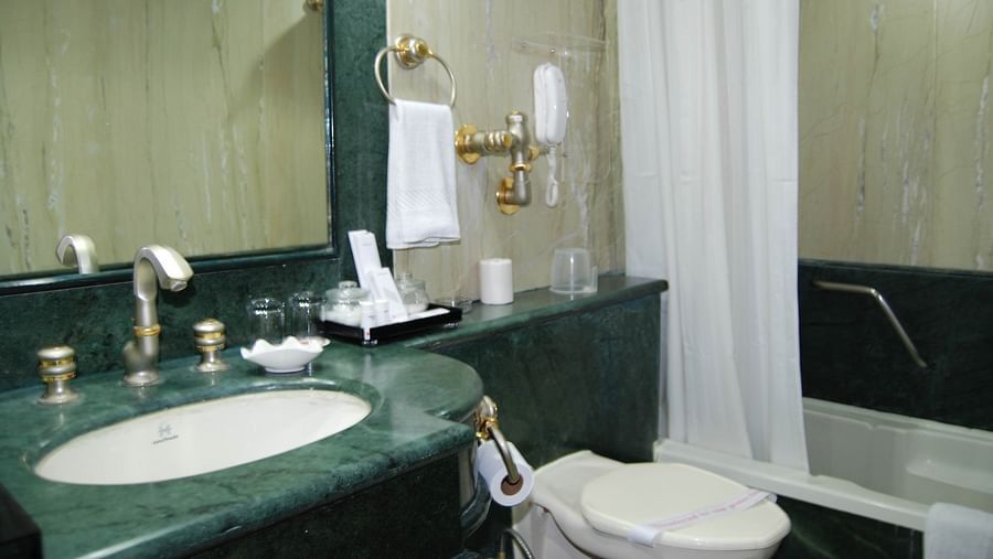 the wash basin at Deluxe Roomat  Raj Park Hotel, Chennai