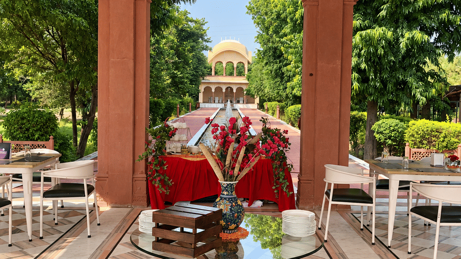 Facade and Baradari High Tea and Fountains Reflections-Umaid Palace Dausa-Lakeside Heritage Resort-7