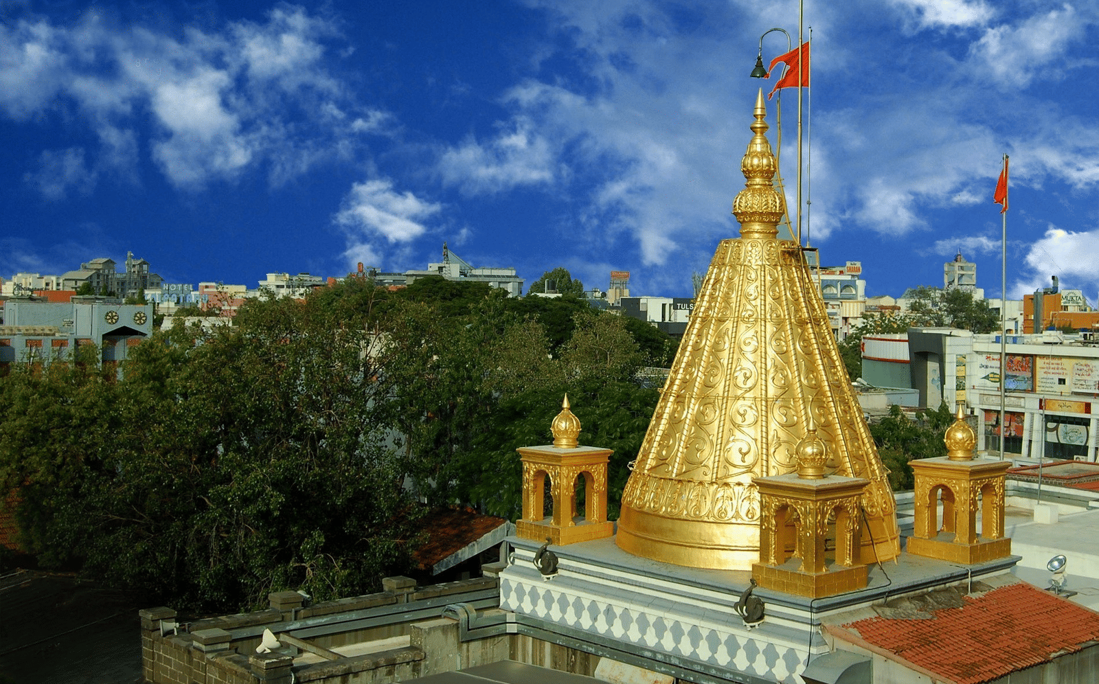 The iconic gold-plated roof and architecture of the Shirdi Sai Baba Temple.