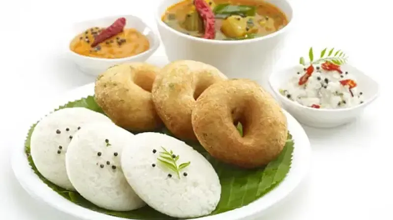 South Indian cuisine placed on a white surface at Indie Stays Resort, Goa.