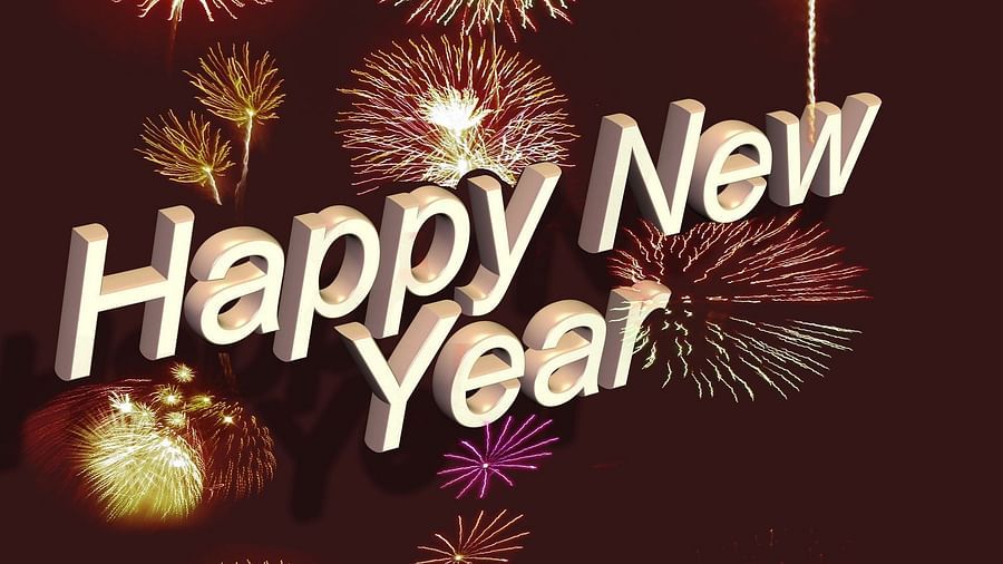 New Year Poster with Fireworks