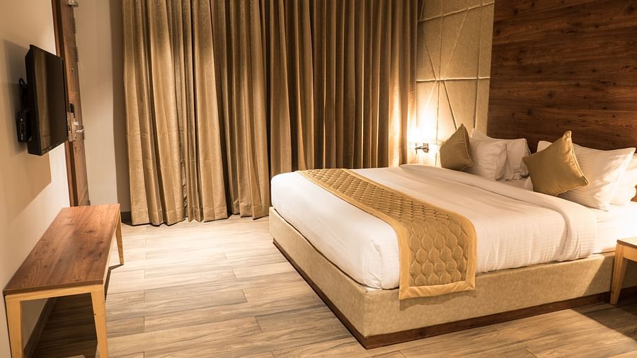 view of the king size room and TV  of King Suite Room at Cholaa Dynasty, Kumbakonam