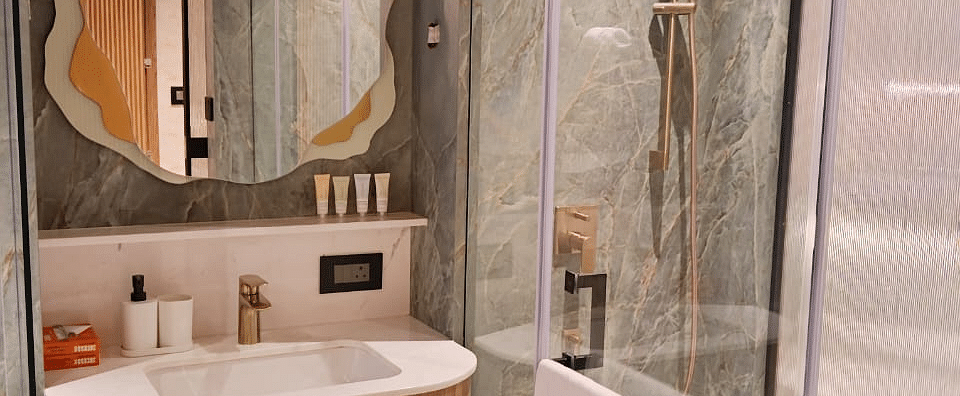 Vanity area in a washroom of the Deluxe Room at Regency Hotel, Mumbai.