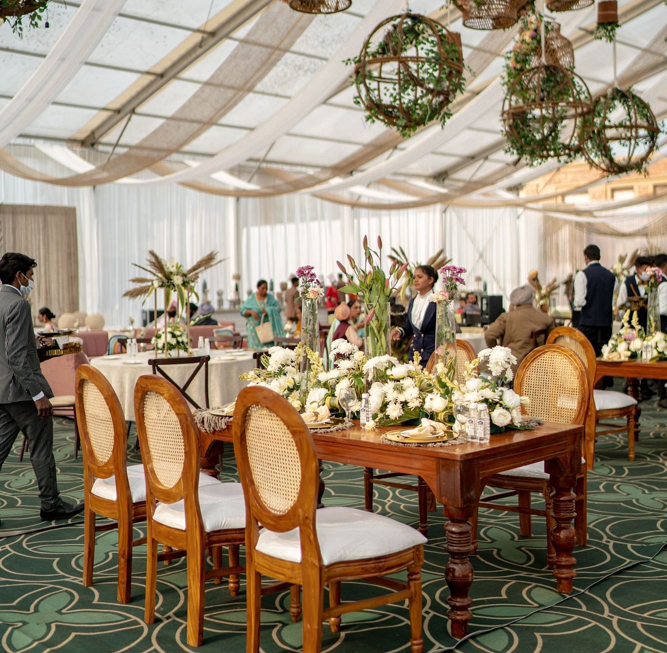 Lavish seating arrangement  of an event hall at Nirvana Luxury Hotel, Ludhiana
