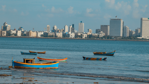 boats at Juhu Beach in mumbai