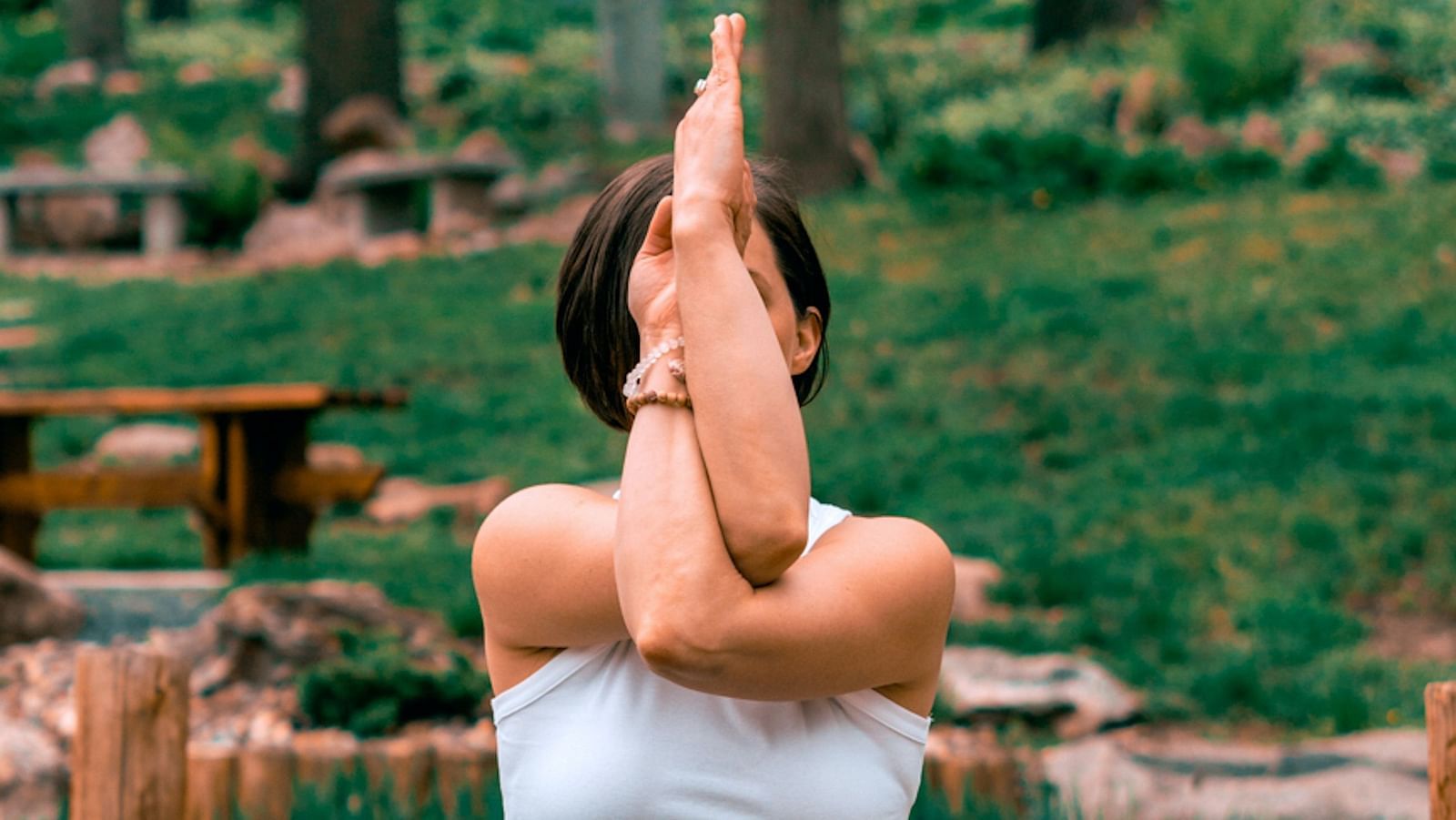 a woman performing asana