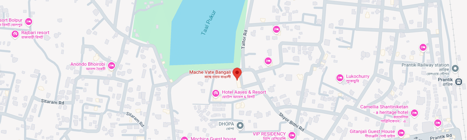 A map showing Mache Vate Bengali dining in Dip Holidays