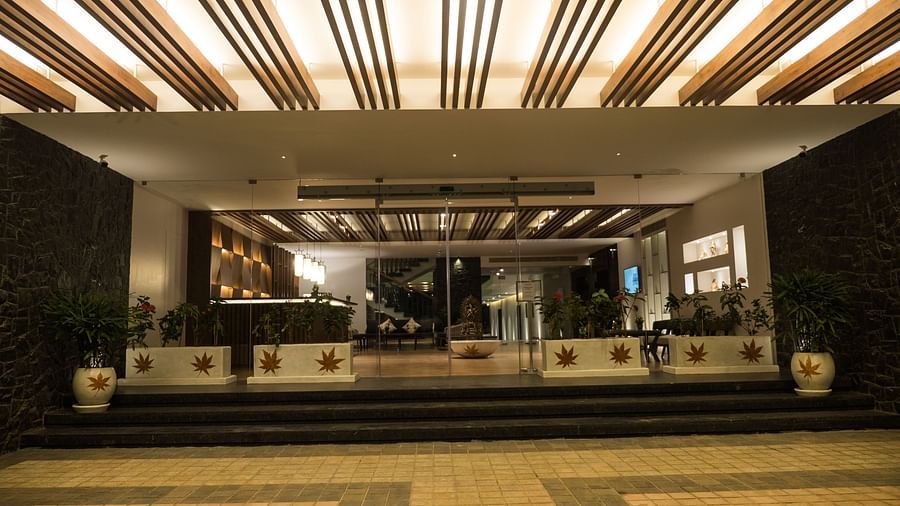 entrance area of the hotel at Cholaa Dynasty, Kumbakonam