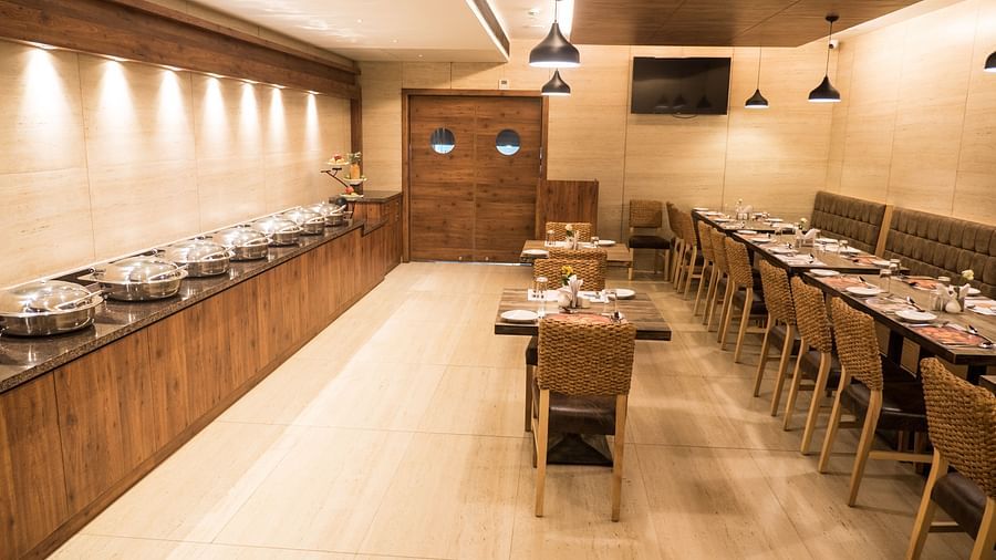 interiors of the restaurant at Cholaa Dynasty, Kumbakonam